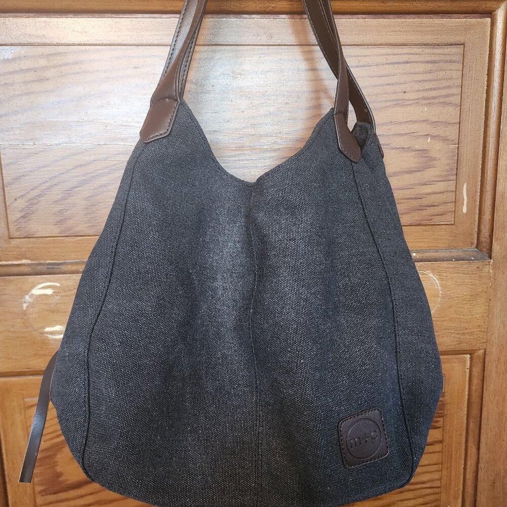 M+C Black Canvas Hobo bag